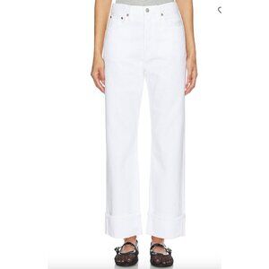 Agolde Fran Low Slung Easy Straight Jeans in Milkshake White Size 28